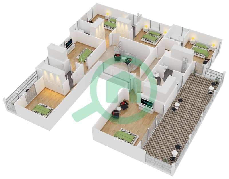 米拉多1区 - 7 卧室别墅类型12戶型图 interactive3D