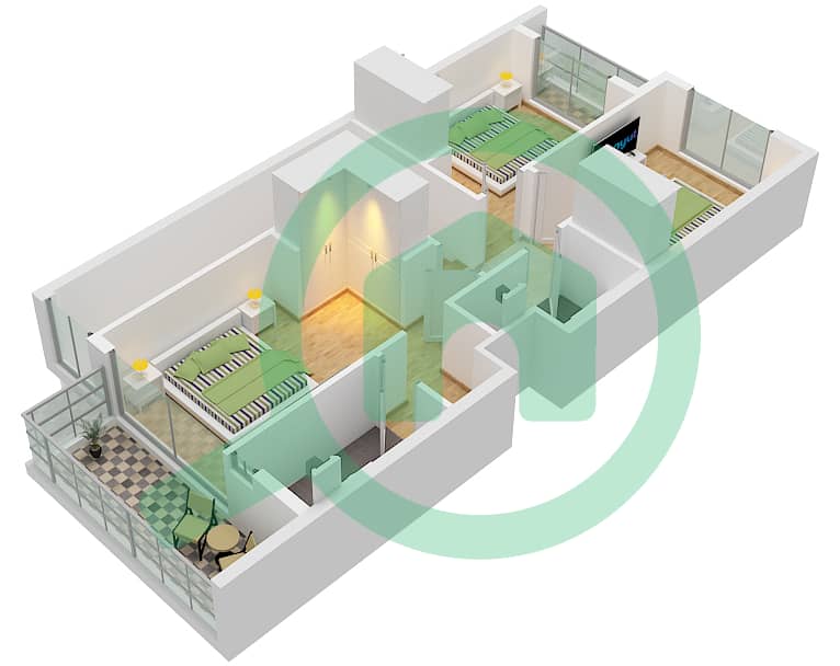 МАГ Ай - Таунхаус 3 Cпальни планировка Тип 3 A First Floor interactive3D