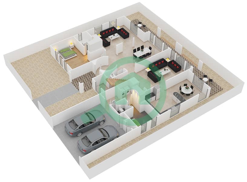 المخططات الطابقية لتصميم النموذج 18 فیلا 6 غرف نوم - ميرادور 1 interactive3D