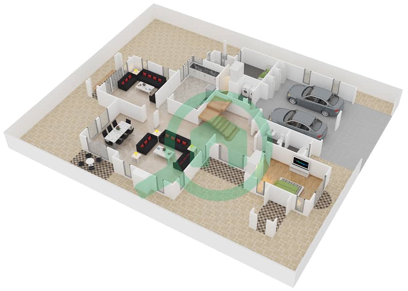 المخططات الطابقية لتصميم النموذج 13 فیلا 6 غرف نوم - ميرادور 1 interactive3D