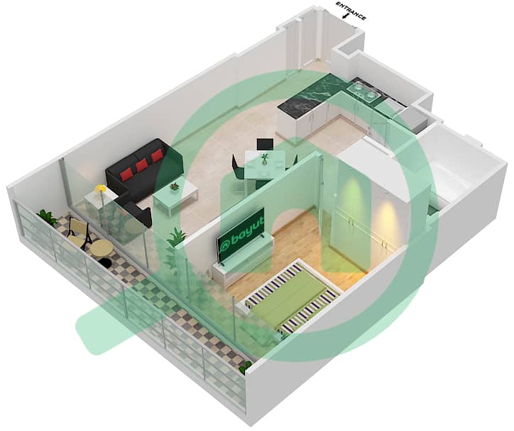 格兰德豪华私人社区 - 1 卧室公寓单位1 FLOOR  3戶型图 interactive3D