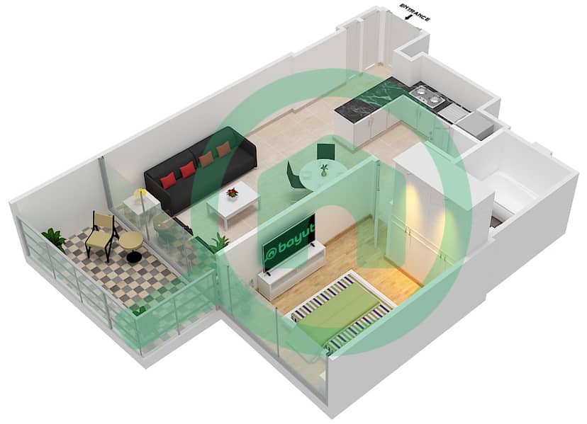 Гранде - Апартамент 1 Спальня планировка Единица измерения 2 FLOOR  4-52 interactive3D