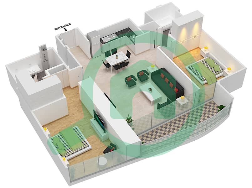 Grande - 2 Bedroom Apartment Unit 10 FLOOR 1 Floor plan interactive3D