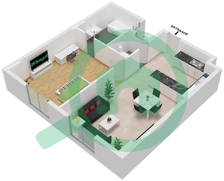 Jatropha - 1 Bedroom Apartment Type B5 Floor plan First Floor interactive3D