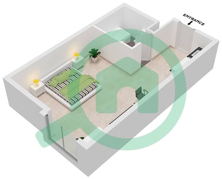 المخططات الطابقية لتصميم النموذج C1 شقة استوديو - جاتروفا First Floor interactive3D