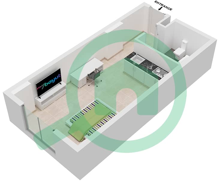 Jatropha - Studio Apartment Type C3 Floor plan First Floor interactive3D