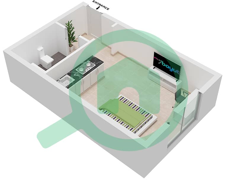 Ятрофа - Апартамент Студия планировка Тип C4 First Floor interactive3D