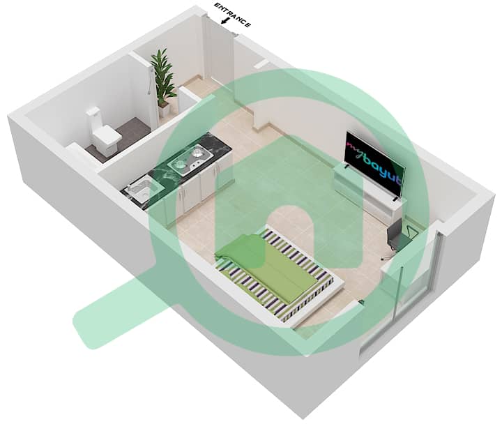 المخططات الطابقية لتصميم النموذج C8 شقة استوديو - جاتروفا interactive3D