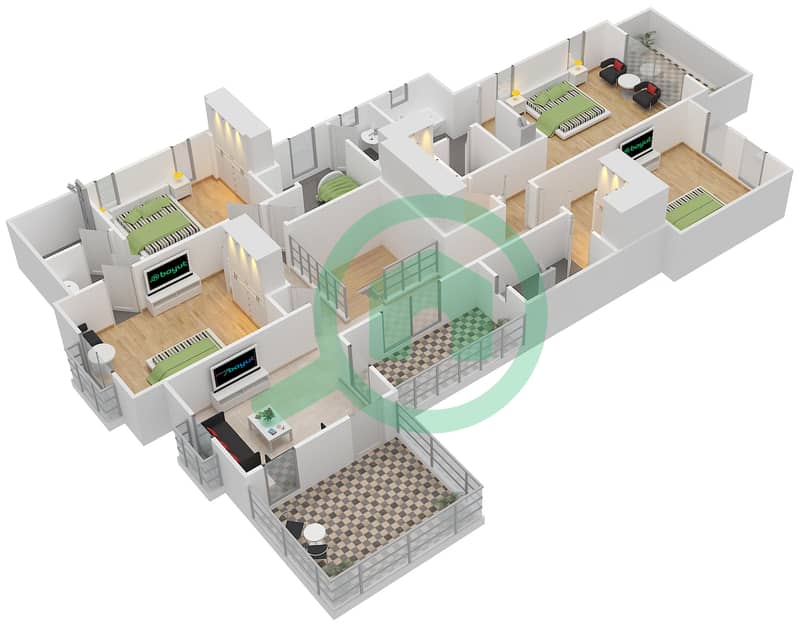 雅思敏社区 - 5 卧室别墅类型4戶型图 interactive3D