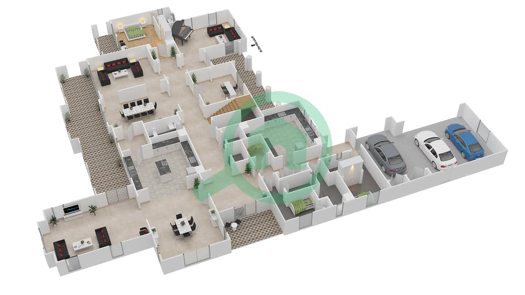 المخططات الطابقية لتصميم النموذج A فیلا 6 غرف نوم - بولو ھومز interactive3D