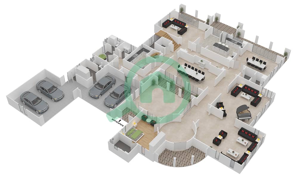المخططات الطابقية لتصميم النموذج B فیلا 6 غرف نوم - بولو ھومز interactive3D