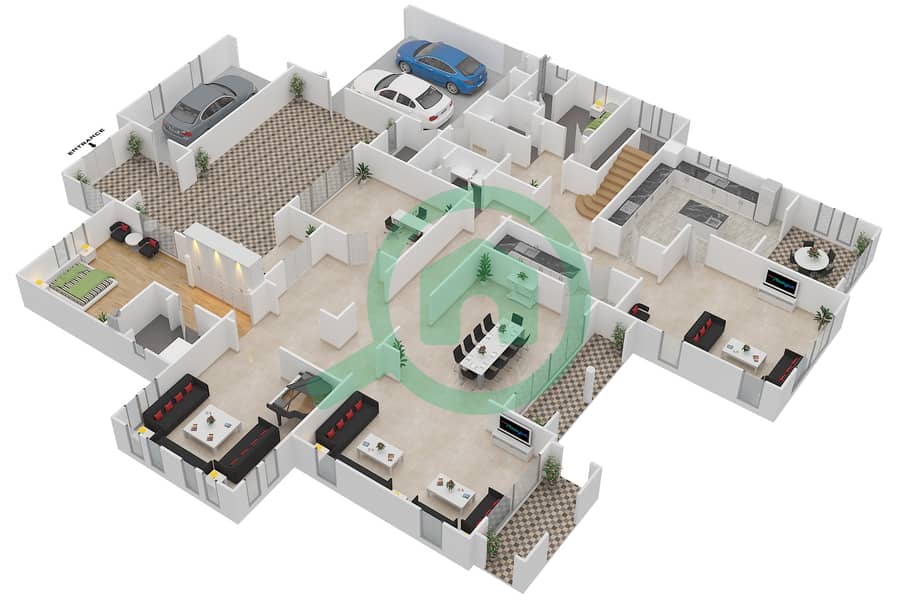 المخططات الطابقية لتصميم النموذج D فیلا 6 غرف نوم - بولو ھومز interactive3D