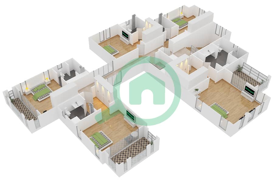 Polo Homes - 6 Bedroom Villa Type D Floor plan interactive3D