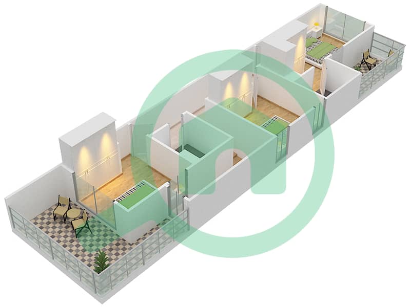 Akoya Manarola - 3 Bedroom Villa Type TH-015 Floor plan First Floor interactive3D