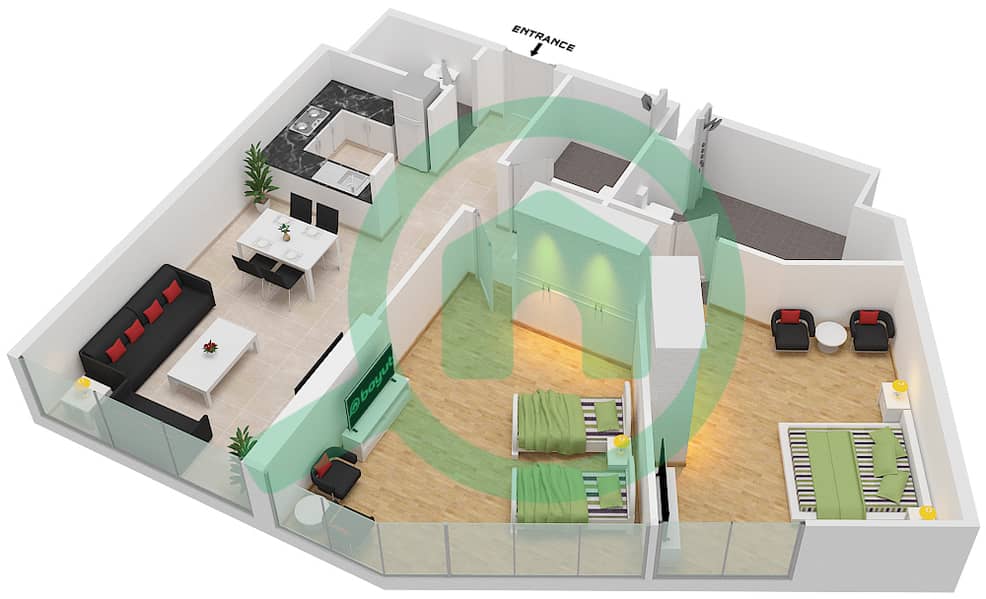 Artesia B - 2 Bedroom Apartment Type E Floor plan interactive3D
