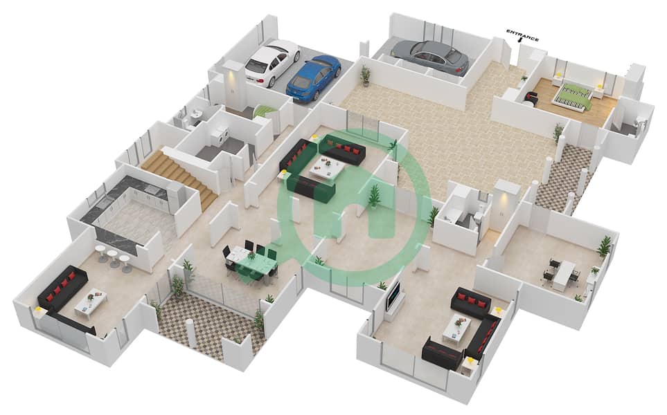马球之家 - 5 卧室别墅类型K戶型图 interactive3D