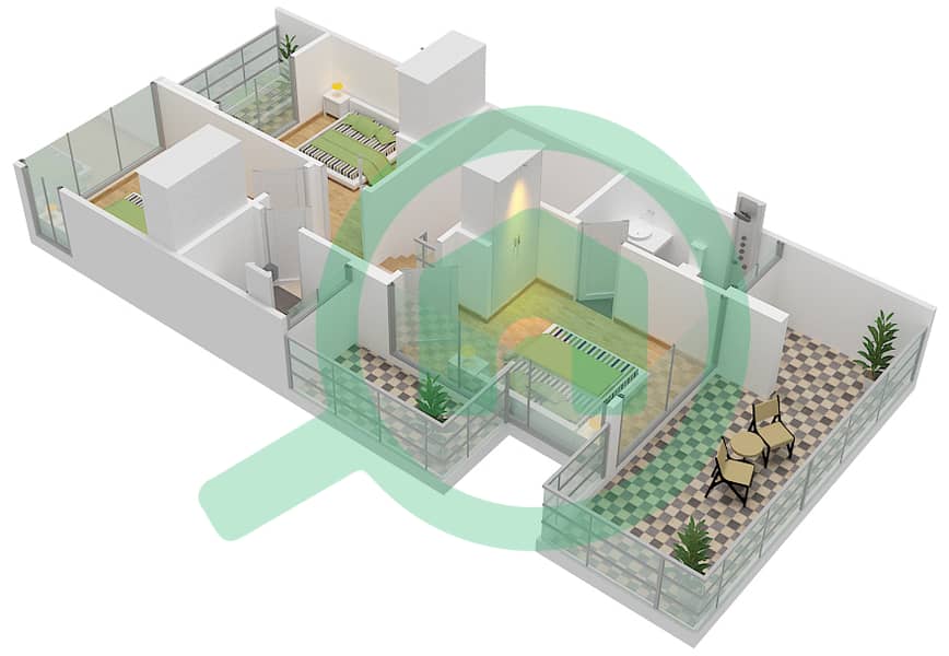 المخططات الطابقية لتصميم النموذج RS-M فیلا 3 غرف نوم - أكويا مانارولا First Floor interactive3D