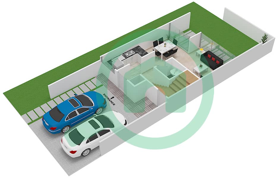 Akoya Manarola - 3 Bedroom Villa Type RS-EE Floor plan Gorund Floor interactive3D