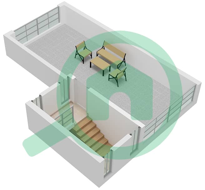 المخططات الطابقية لتصميم النموذج B فیلا 4 غرف نوم - إنديجو فل 3 Roof image3D