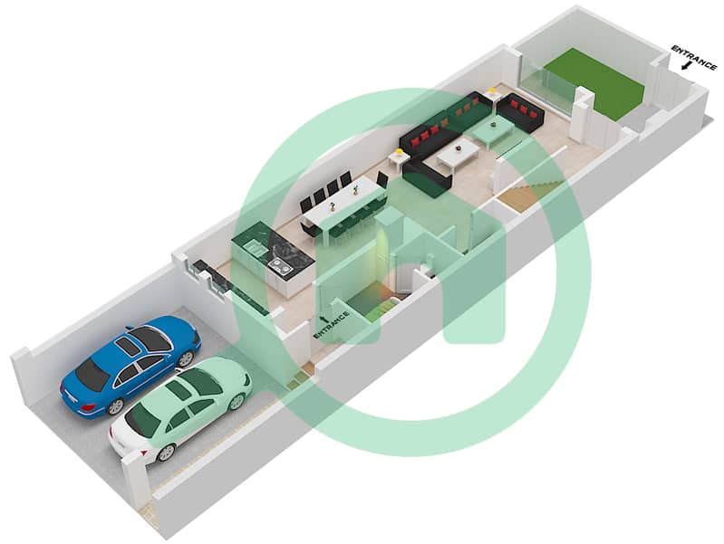 Indigo Ville 3 - 4 Bedroom Villa Type C Floor plan Ground Floor image3D