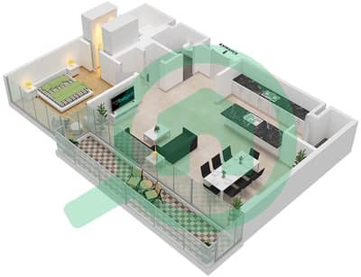 16号楼 - 1 卧室公寓类型／单位B/103,203,303戶型图