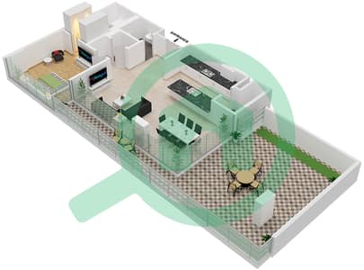 16号楼 - 1 卧室公寓类型／单位B2.2/106,206,307戶型图