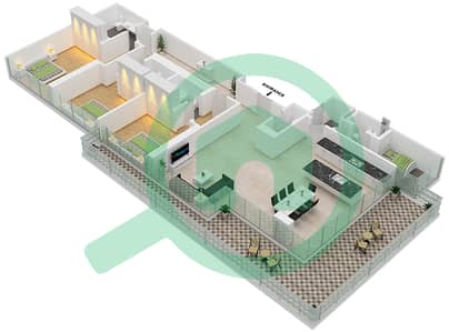 المخططات الطابقية لتصميم النموذج / الوحدة B/110,210,311 شقة 3 غرف نوم - بناية 16