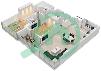 C3 - 2 卧室公寓类型F戶型图