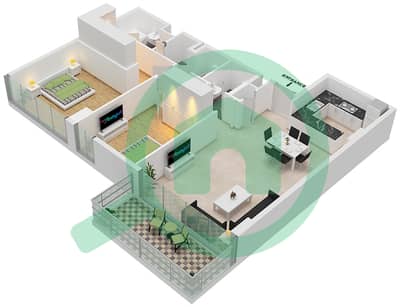 المخططات الطابقية لتصميم النموذج G شقة 2 غرفة نوم - سي 3