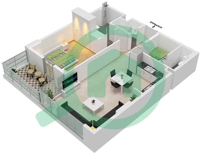 المخططات الطابقية لتصميم النموذج A شقة 1 غرفة نوم - سي 3