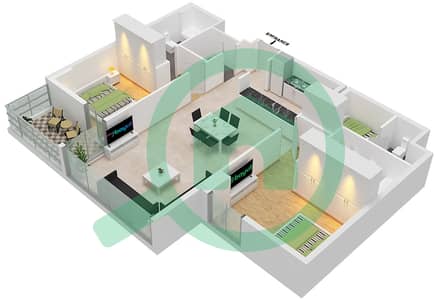 C3 - 2 卧室公寓类型J戶型图