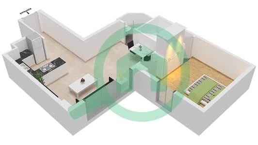 المخططات الطابقية لتصميم النموذج O شقة 1 غرفة نوم - سي 3