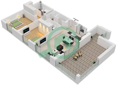 المخططات الطابقية لتصميم النموذج / الوحدة 6/603 شقة 2 غرفة نوم - لا فوال