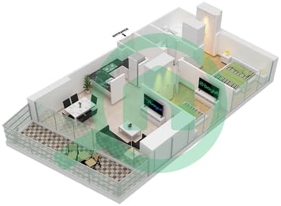 المخططات الطابقية لتصميم الوحدة 7 FLOOR 12-39 شقة 2 غرفة نوم - آيكون سيتي