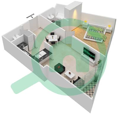 Aykon City - 1 Bedroom Apartment Unit 15  FLOOR 12-39,42-43 Floor plan