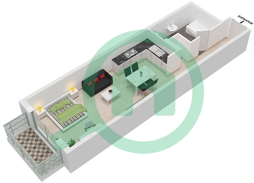 植物园住宅楼 - 单身公寓类型2戶型图 interactive3D