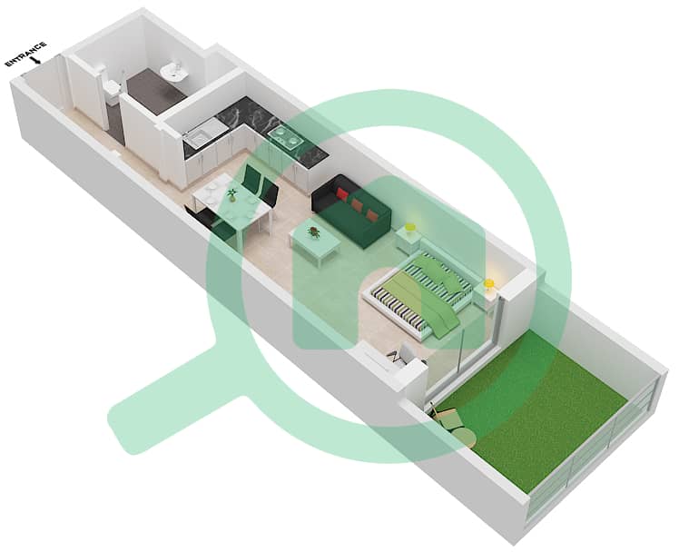 Ботаника - Апартамент Студия планировка Тип 4 interactive3D