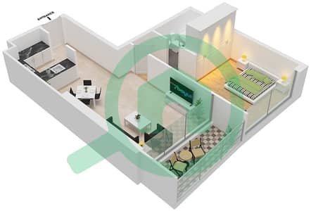 المخططات الطابقية لتصميم الوحدة 5  FLOOR 12-35 شقة 1 غرفة نوم - آيكون سيتي