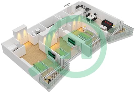 Aykon City - 3 Bedroom Apartment Unit 7 FLOOR 60-62 Floor plan