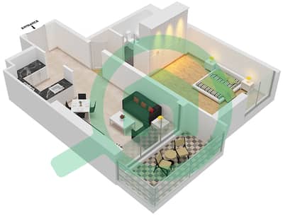 المخططات الطابقية لتصميم الوحدة 15 FLOOR 36-37 شقة 1 غرفة نوم - آيكون سيتي
