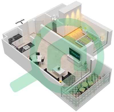 Aykon City - 1 Bedroom Apartment Unit 15  FLOOR 38-62 Floor plan