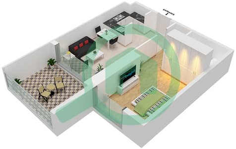 المخططات الطابقية لتصميم الوحدة 1  FLOOR 38-59 شقة 1 غرفة نوم - آيكون سيتي