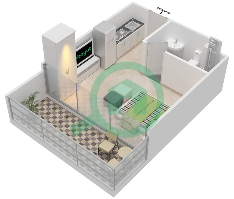 المخططات الطابقية لتصميم الوحدة 15-18 شقة استوديو - فيرا ريزيدنس Floor 5 interactive3D