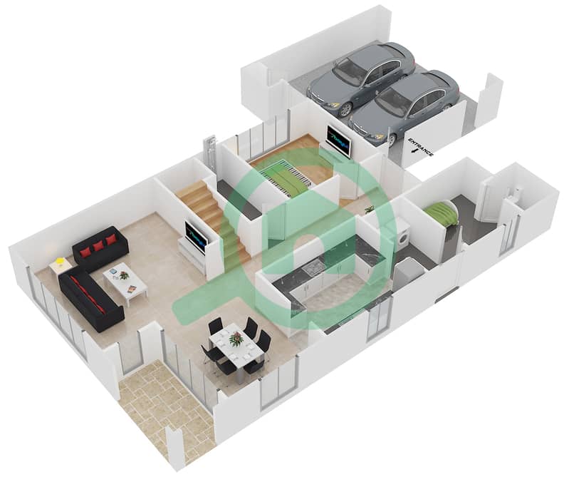 Самара - Вилла 4 Cпальни планировка Тип 2 Ground Floor interactive3D