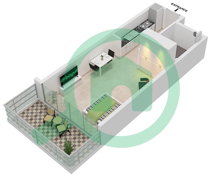 Артезия D - Вилла Студия планировка Единица измерения D02 Floor 3-14 interactive3D