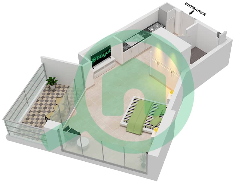 المخططات الطابقية لتصميم الوحدة D04 شقة استوديو - أرتيسيا D Floor 3 interactive3D