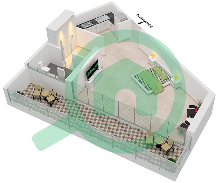 المخططات الطابقية لتصميم الوحدة D05 شقة استوديو - أرتيسيا D Floor 3 interactive3D