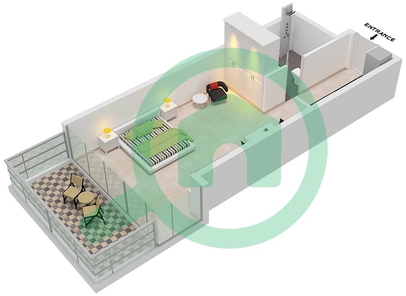 المخططات الطابقية لتصميم الوحدة D07 FLOOR 17,18 شقة استوديو - أرتيسيا D interactive3D
