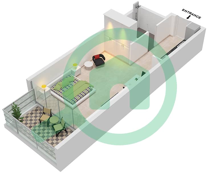 阿蒂西亚公寓D座 - 单身公寓单位D04 FLOOR 17,18戶型图 interactive3D