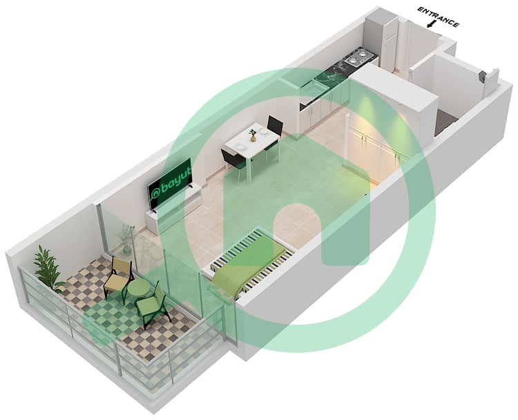 المخططات الطابقية لتصميم الوحدة D03 FLOOR 17,18 شقة استوديو - أرتيسيا D interactive3D